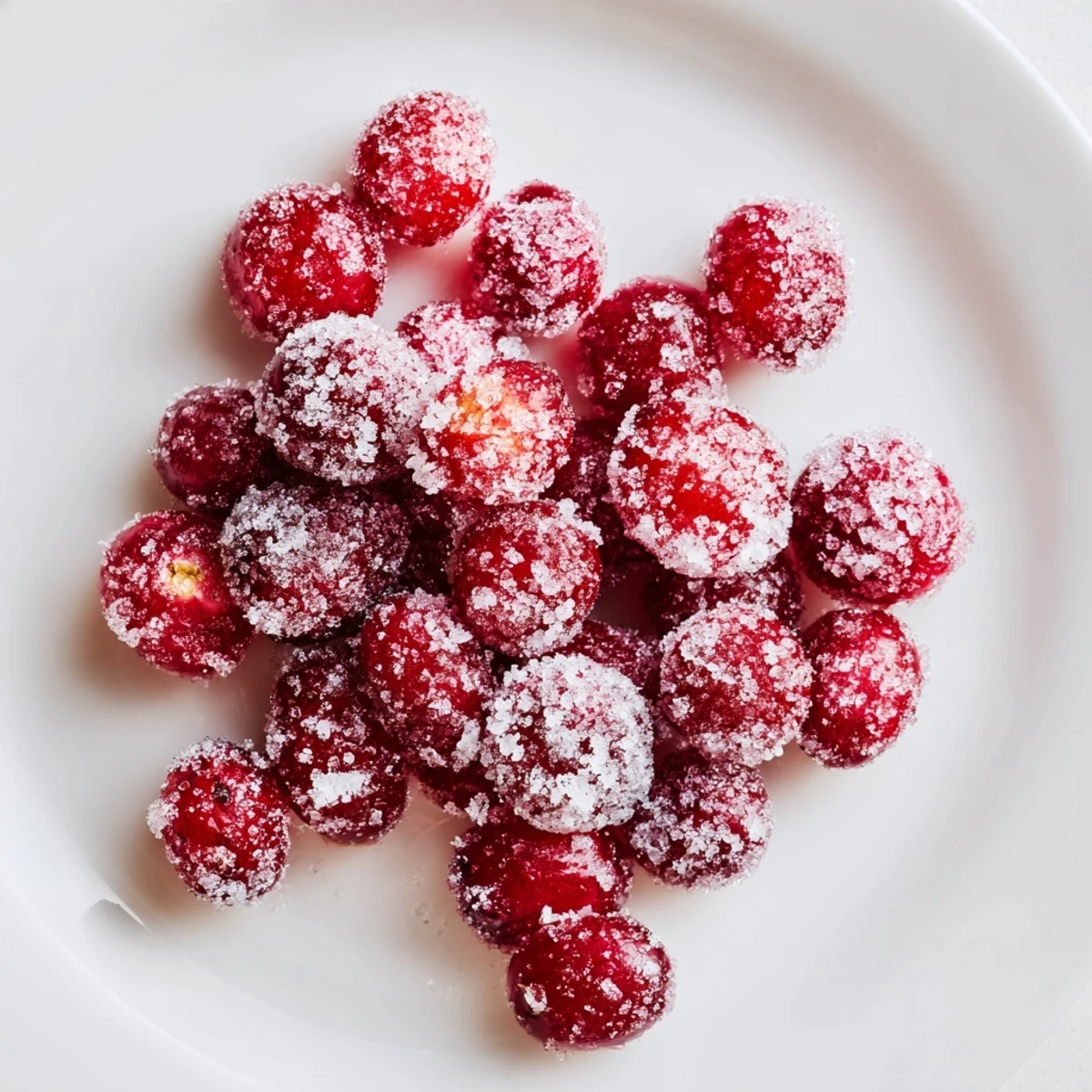 A close-up of vibrant 5-Minute Express Candied Cranberries, a quick & easy homemade snack for everyone.
