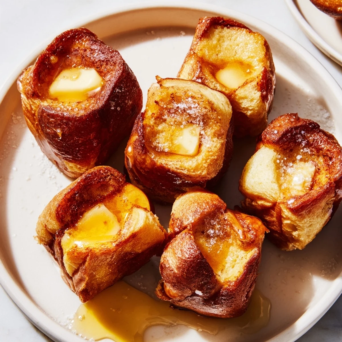 Warm and sweet Mini French Toast Casserole Bites, perfect for serving at a delightful brunch spread.