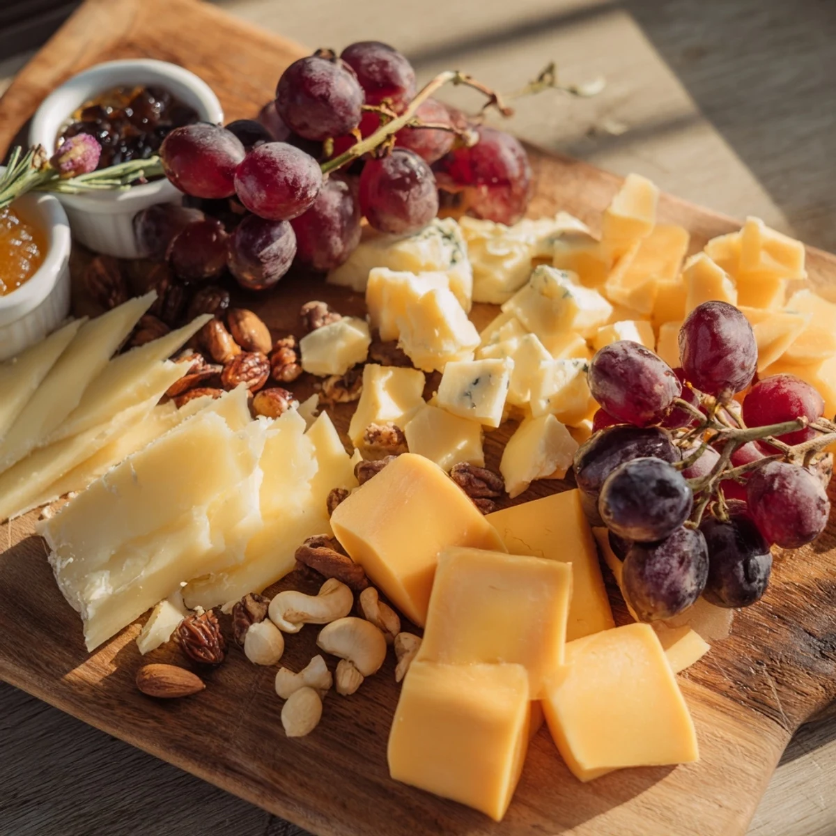 This eye-catching Waterfall Edge Grazing Board features cheeses, meats, and fresh fruit cascading down the side.
