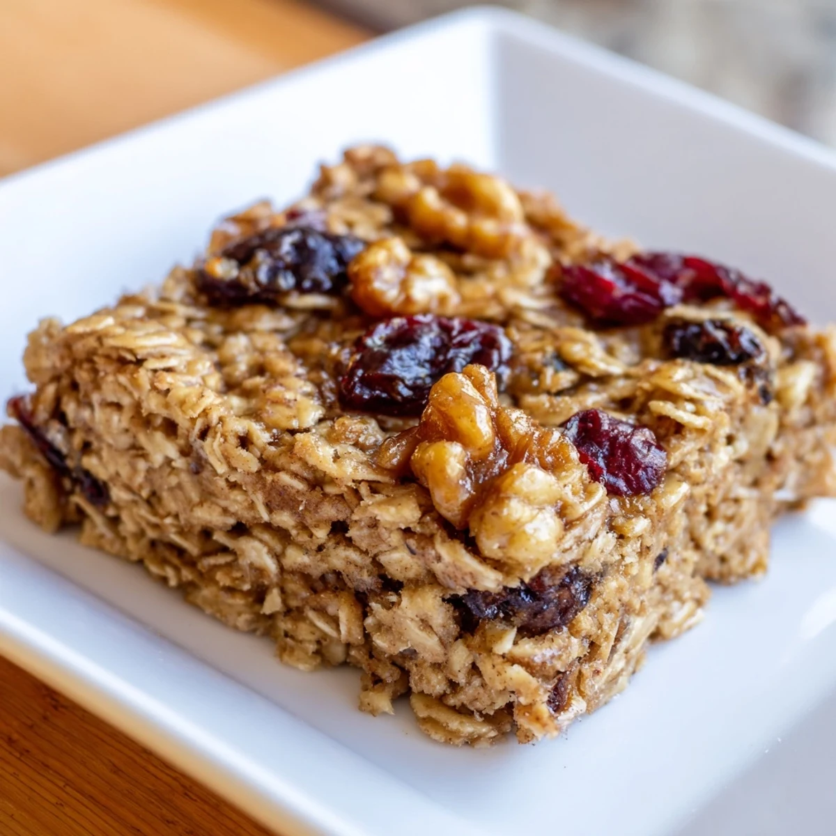 Chewy maple cinnamon oatmeal bars, golden brown and ready to grab for a quick breakfast.