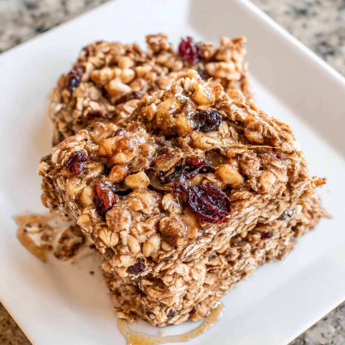 Warm, spice-infused maple cinnamon oatmeal bars cooling after baking; perfect for autumn.