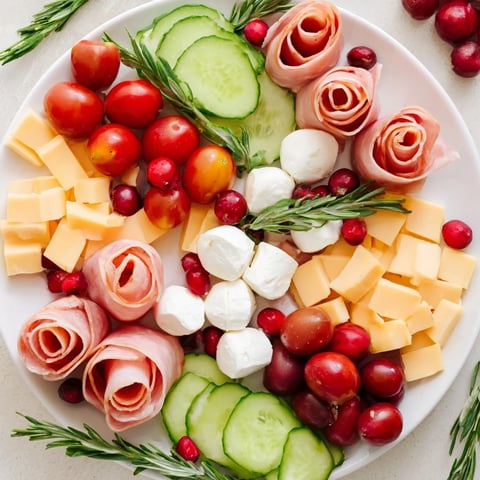 Quick Christmas Charcuterie Wreath Board overflowing with cheeses, meats, fruits, and olives, ready to serve.