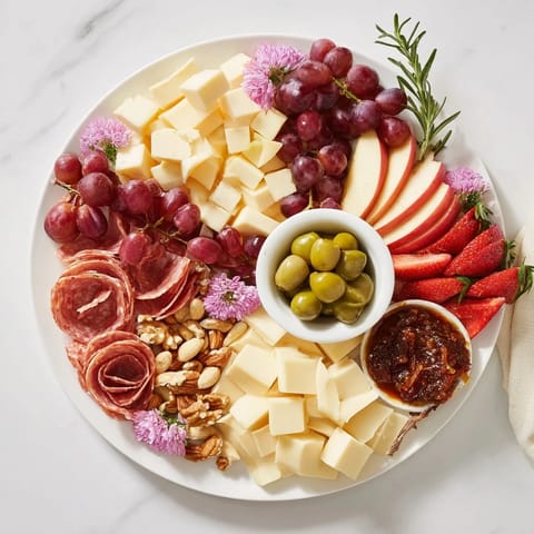 Festive Star-Shaped Appetizer Board overflowing with Brie, grapes, and crackers for a party.
