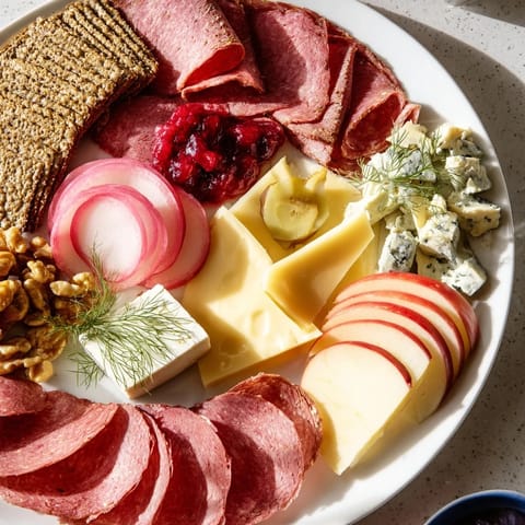 Vibrant Reindeer Charcuterie Platter with smoked meats, creamy cheeses, and festive garnishes.