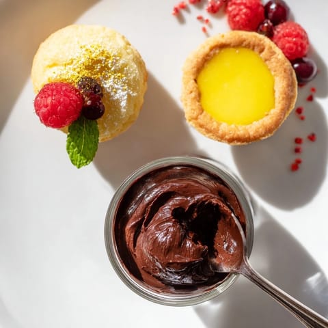 Assiette de Desserts Starry Delight: a lovely, layered dessert course featuring chocolate mousse and tartlets.