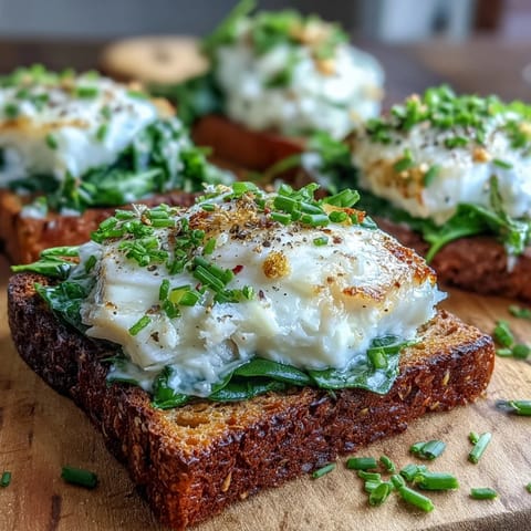 Flaked smoked haddock and wilted greens sit on buttery rye toast.