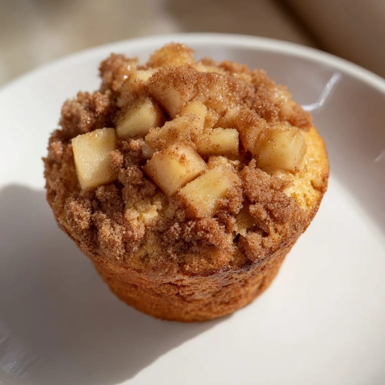 Freshly baked cinnamon apple muffins, featuring tender apple chunks and a sweet, spicy aroma.