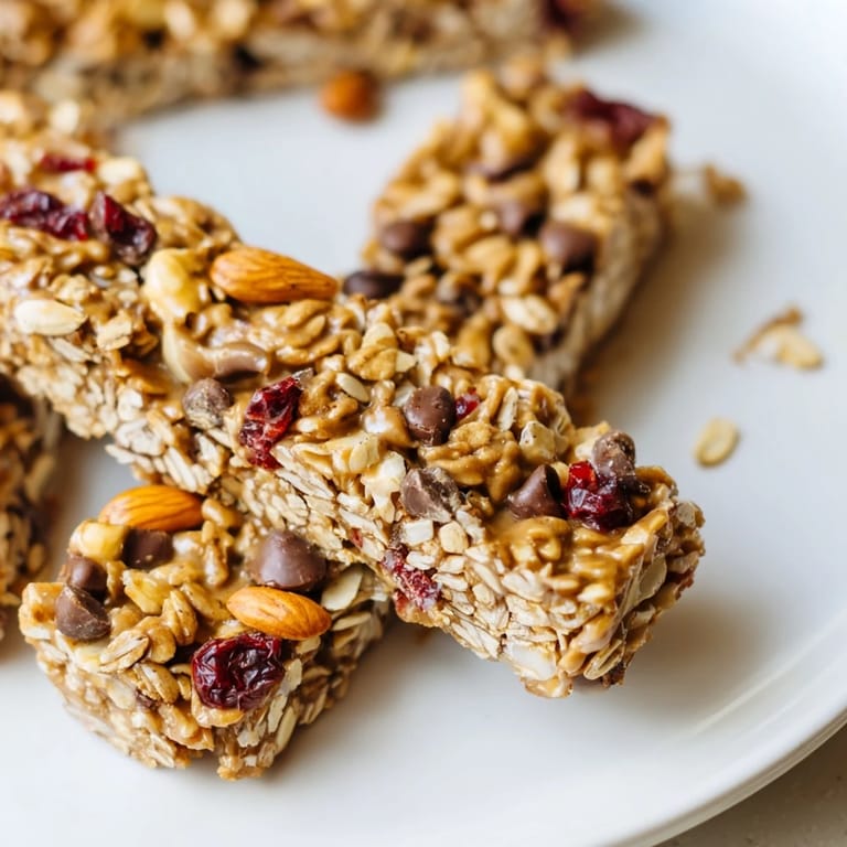 Freshly baked homemade granola bars feature a perfect blend of oats, seeds, and delicious flavors.