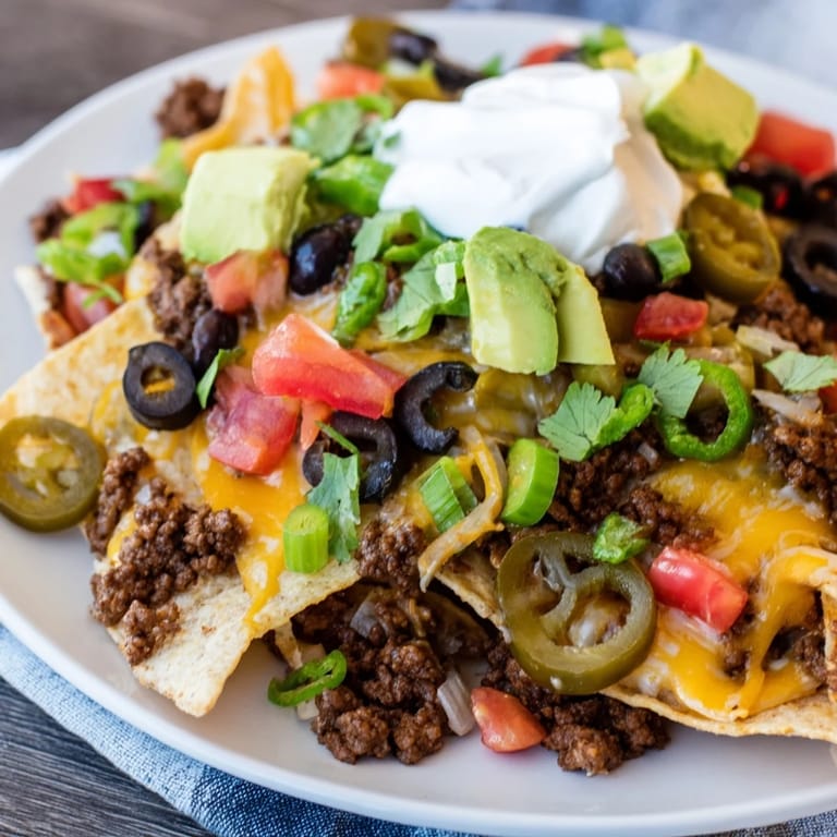 Imagine flavorful sheet pan nachos with budget ground beef, overflowing with melted cheese, and garnished with colorful fresh ingredients.