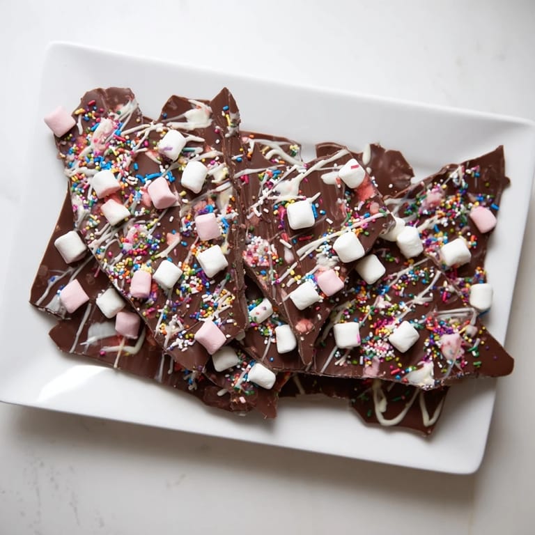 Festive, homemade Viral Hot Chocolate Bomb Bark with mini marshmallows and crushed peppermint, perfect for sharing.