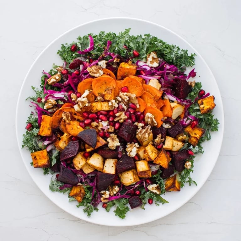 This Hot Girl Winter Salad features roasted root vegetables adding a lovely, earthy flavor to the greens.