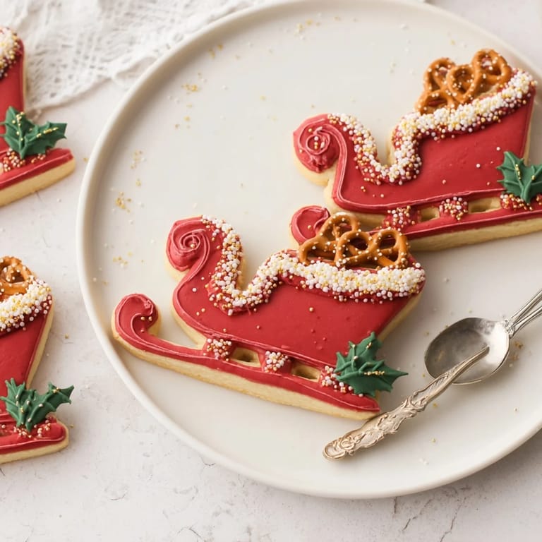Golden-baked Santa's Sleigh cookies, beautifully arranged on a platter, ready for your holiday celebrations.