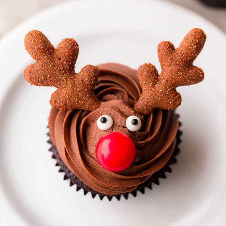 A close-up of a delightful Reindeer Holiday Dessert Platter, featuring gingerbread antlers and candy noses.