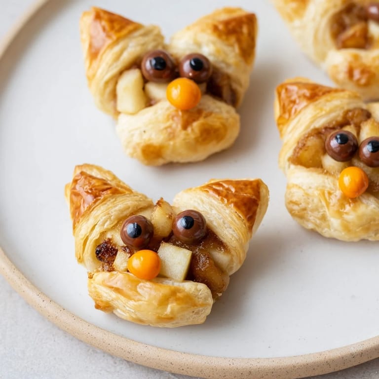 Perfectly baked Autumn Harvest Fox-Shaped Bites, sweet and fruity, with dark chocolate chip eyes and cute candy noses.