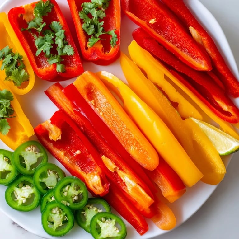 This Spicy Chili Pepper Fiesta showcases a party-ready platter with varied peppers, dips, and fresh garnishes.