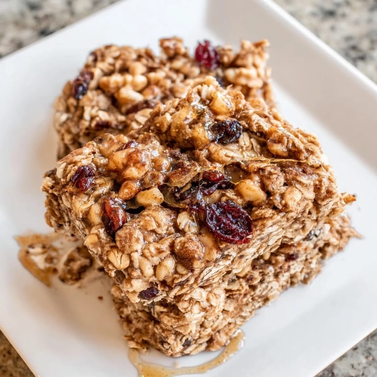 Warm, spice-infused maple cinnamon oatmeal bars cooling after baking; perfect for autumn.