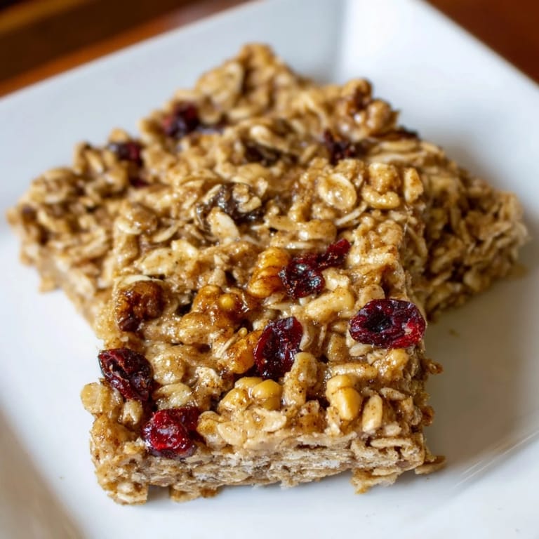 Enjoy a view of delicious maple cinnamon oatmeal bars, featuring optional nuts and warm spices.