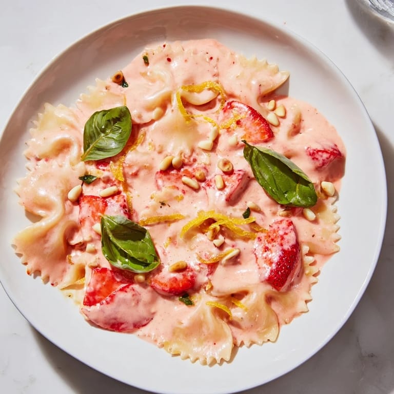 Enjoy a spoonful of delicious Strawberry Sour Cream Pasta, a summer pasta sensation you'll savor.