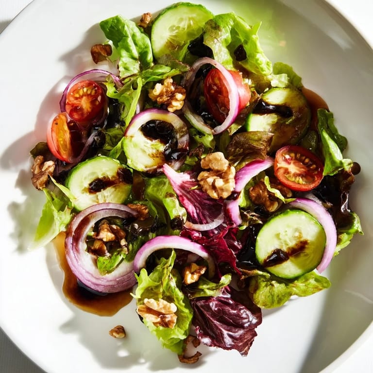 This Quick Balsamic Vinegar Salad offers a vibrant mix of greens and a savory, flavorful dressing.