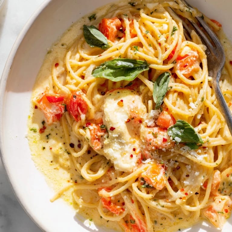 Roasted Garlic Pasta Sauce simmering in a skillet, ready to toss with pasta for a comforting Italian dinner.