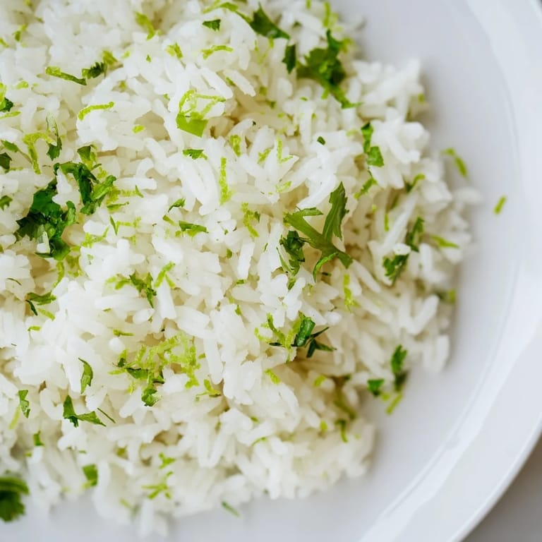Aromatic Cilantro Lime Rice, bright with zesty lime, served warm and fluffy.