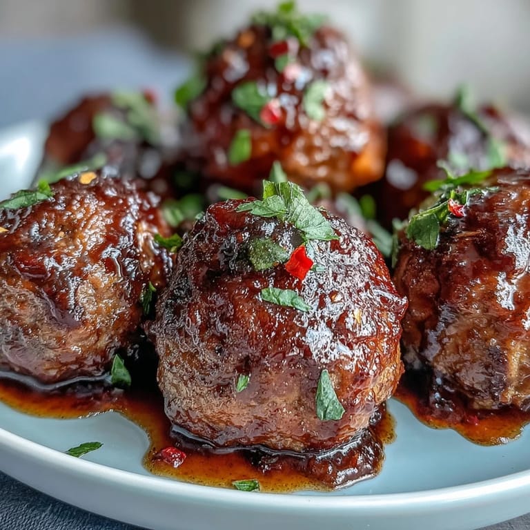 A platter of Slow Cooker Peach Glazed Meatballs paired with steamed rice and broccoli creates a comforting family dinner.