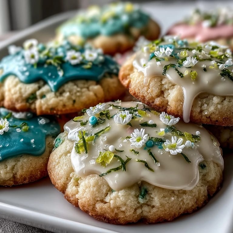 Bright lemon sugar cookies with delicate pastel glaze, a delightful treat that captures the essence of springtime sweetness.