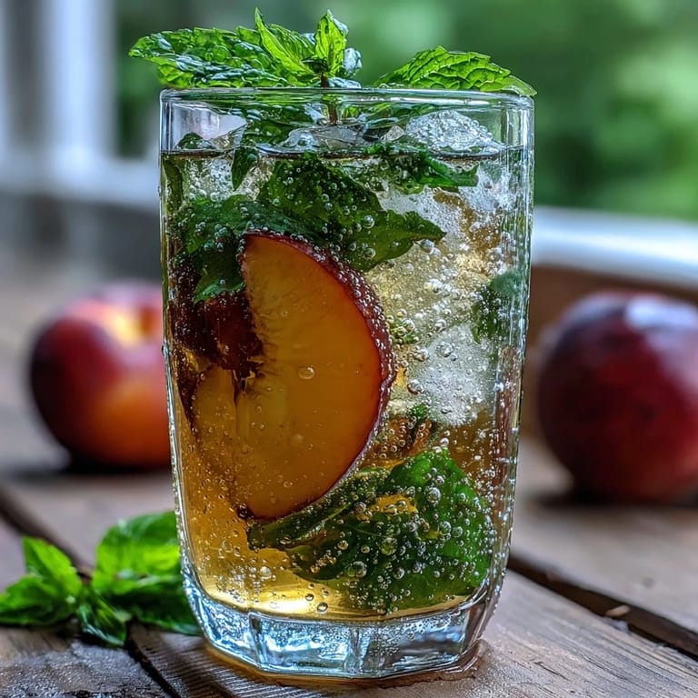 Homemade Starbucks-style peach green tea lemonade served over ice with vibrant peach and lemon flavors.  