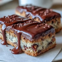 Graduation cookie bars with white chocolate drizzle, packed with colorful candies and chocolate chips, ready for a festive celebration.