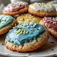 Vibrant lemon sugar cookies with pastel glaze, perfect for spring celebrations and afternoon tea parties.