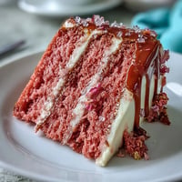 Elegant Bridal Shower Rosé Velvet Cake with a lavish shimmering gold drip topping.